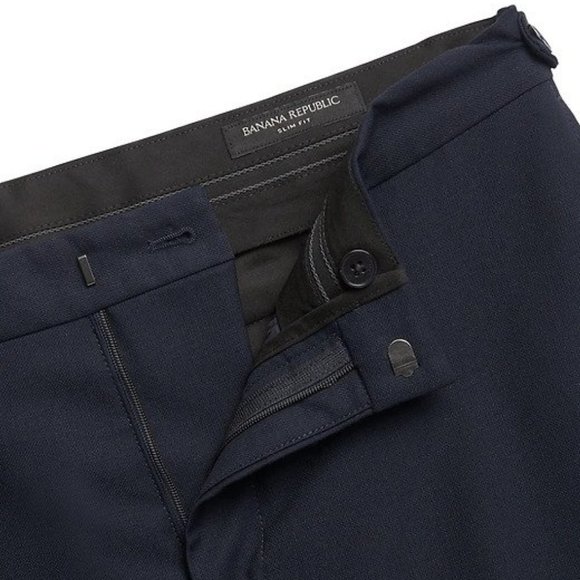 Banana Republic Slim Tapered Tuxedo Pants 38/32 Navy - Picture 6 of 7